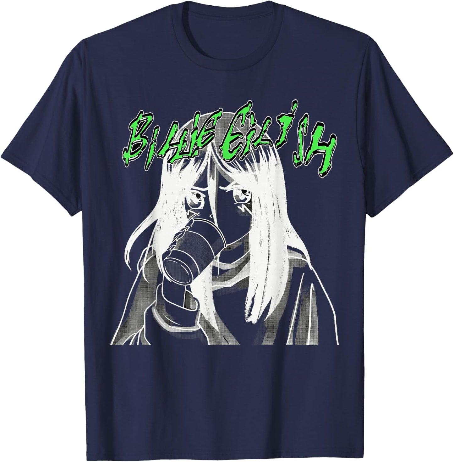 Official Billie Eilish Coffee Animated T-Shirt - T-Shirt | Navy