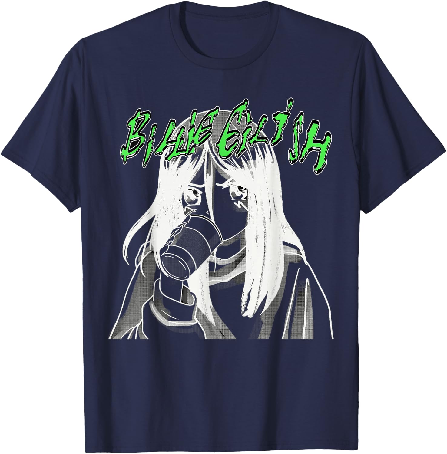 Official Billie Eilish Coffee Animated T-Shirt - T-Shirt | Navy