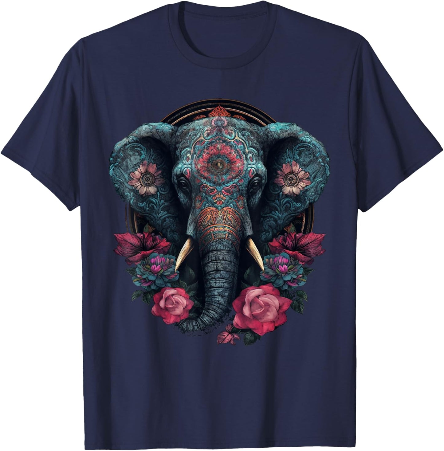 Elephant Art - Animal Zoo Elephant T-Shirt - T-Shirt | Navy