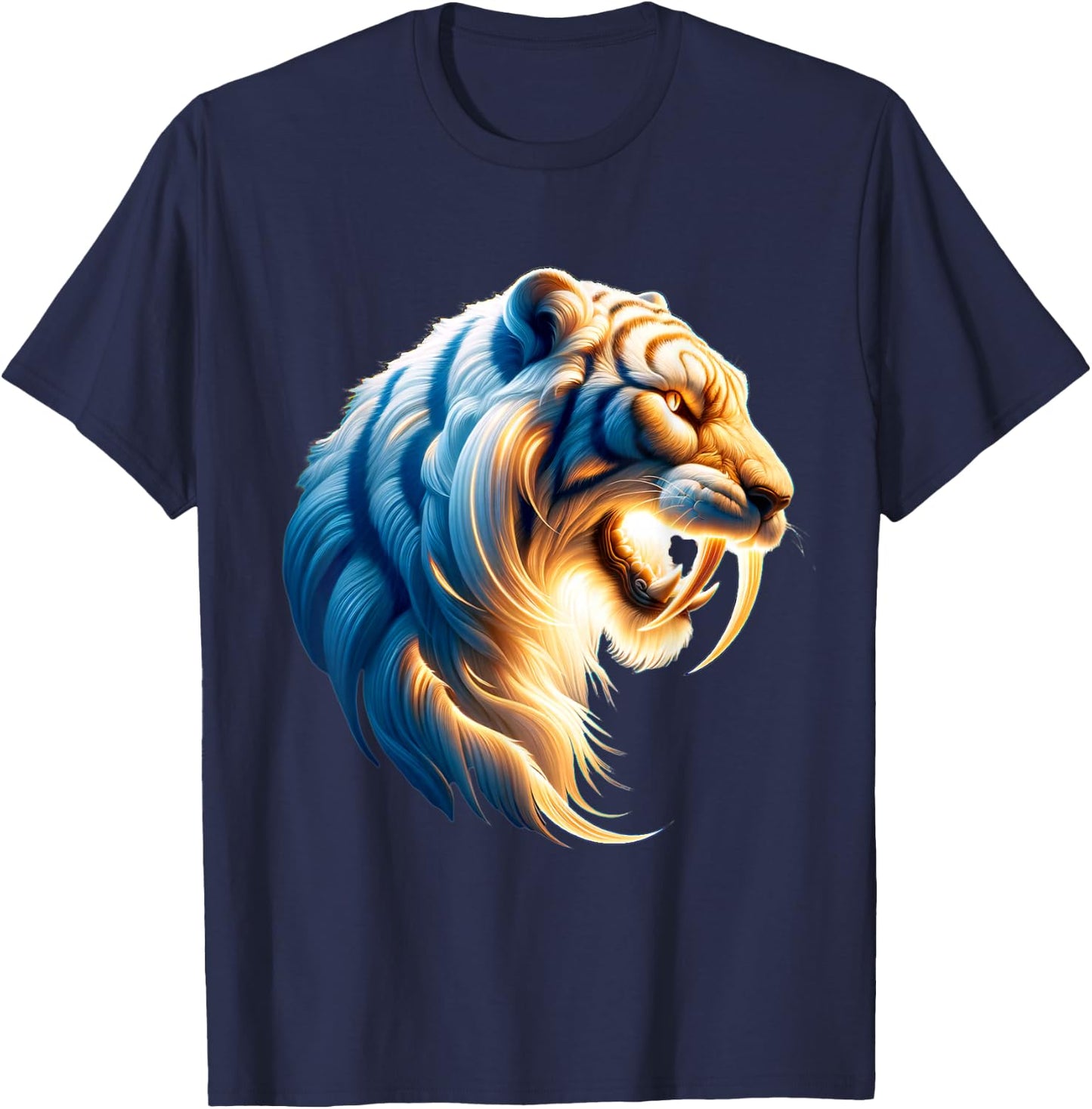 Sabertooth Tiger Prehistoric Smilodon T-Shirt - T-Shirt | Navy