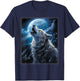 Wolf howling at the Moon Fantasy Art Wildlife T-Shirt - T-Shirt | Navy