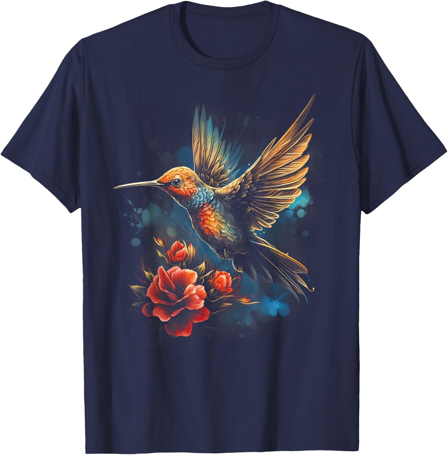 Hummingbird Flower Bird lover Animal T-Shirt - T-Shirt | Navy