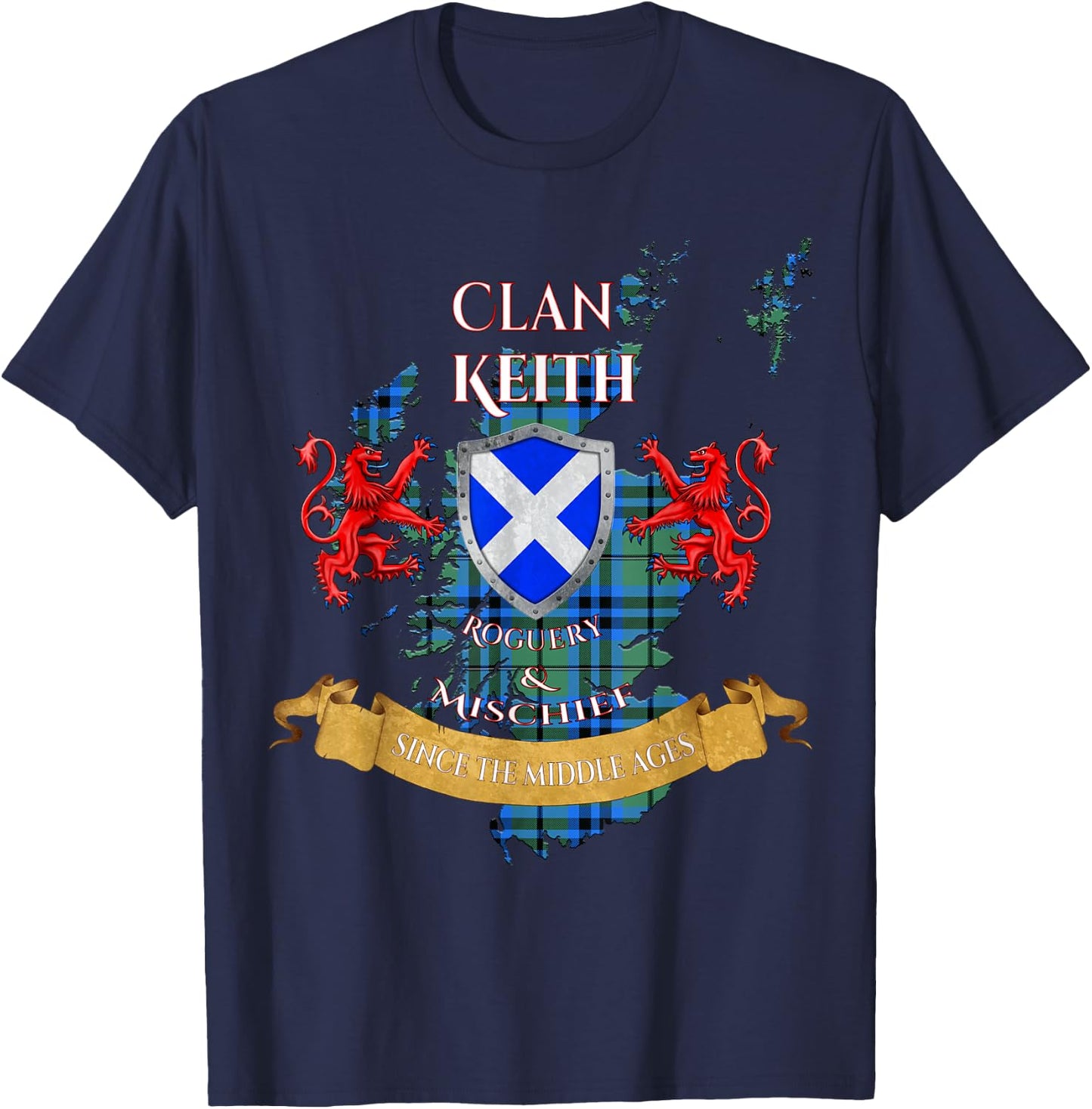 Keith Scottish Family Clan Middle Ages Mischief T-Shirt - T-Shirt | Navy