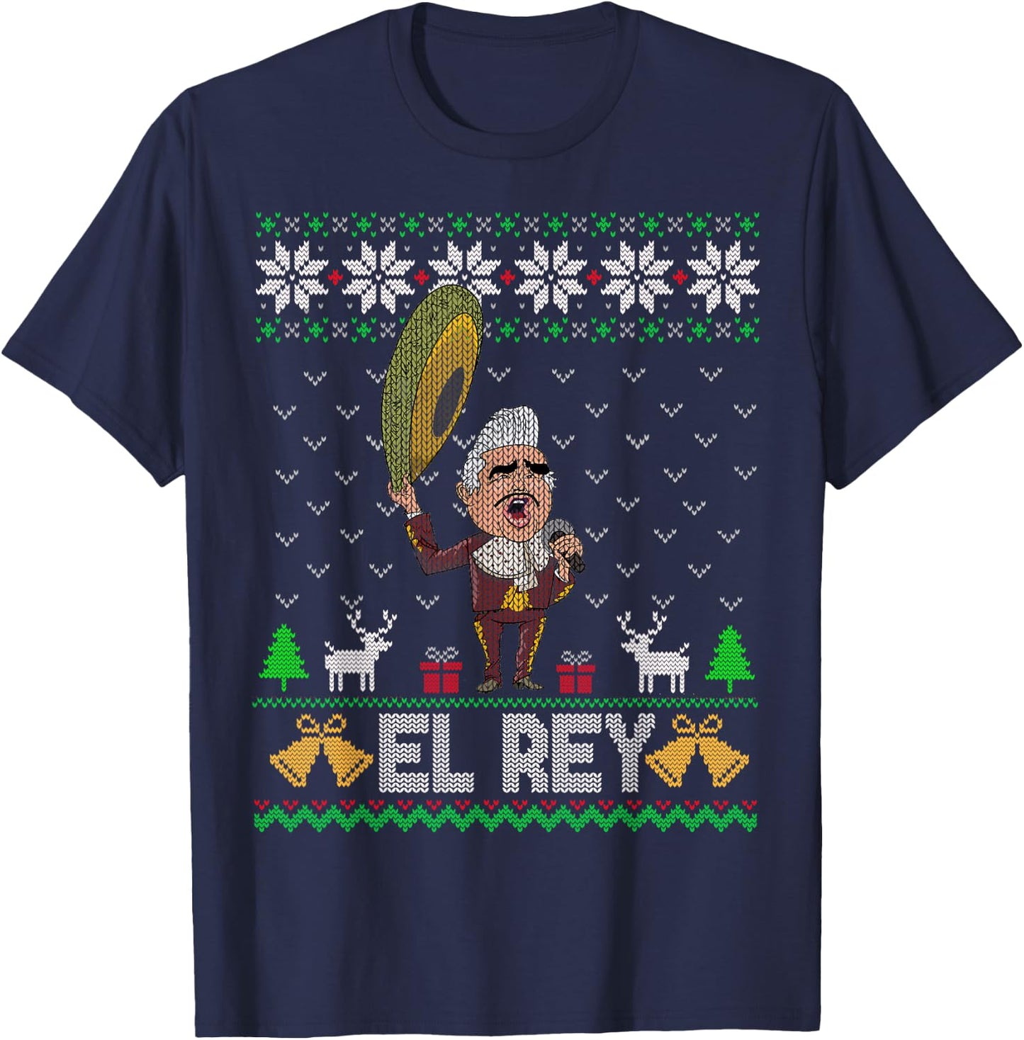 El Rey de Mexico Vicente Fernandez Mexican Legend T-Shirt - T-Shirt | Navy