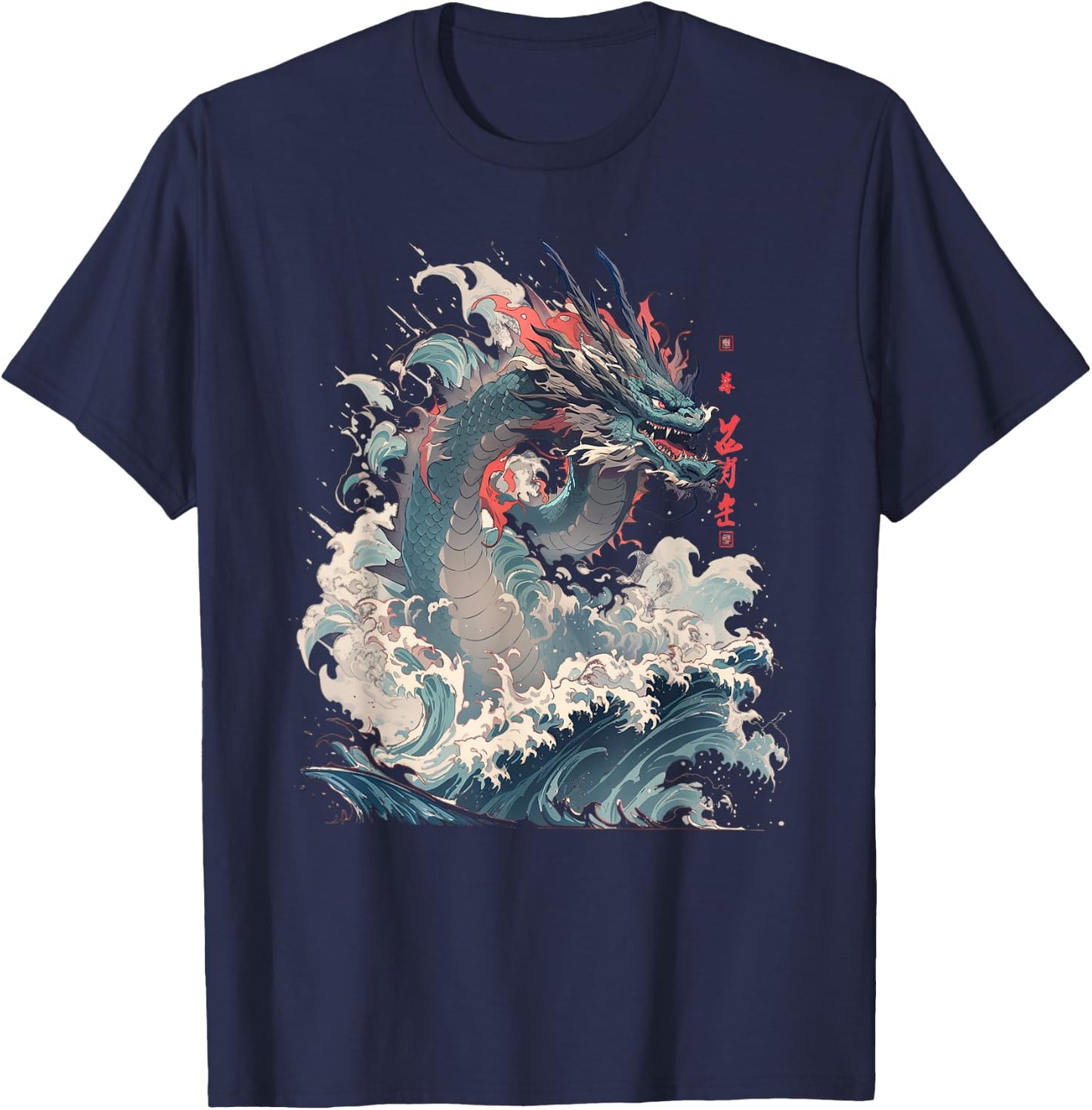 Japanese Aesthetic Dragon japanese art Japan Tattoo T-Shirt - T-Shirt | Navy