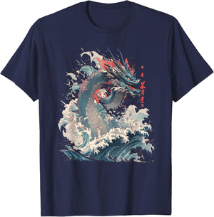Japanese Aesthetic Dragon japanese art Japan Tattoo T-Shirt - T-Shirt | Navy