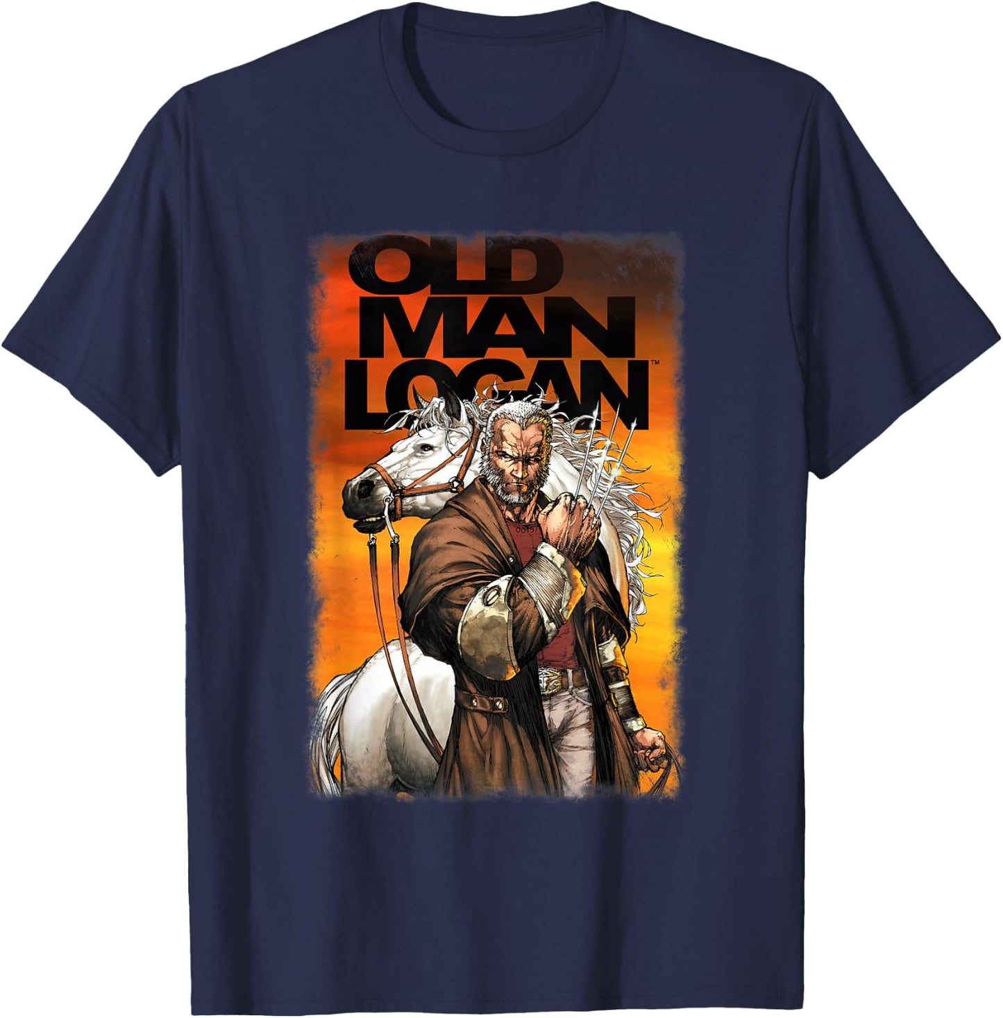 Marvel X-Men Old Man Logan Vintage Comic Book Cover Poster T-Shirt - T-Shirt | Navy