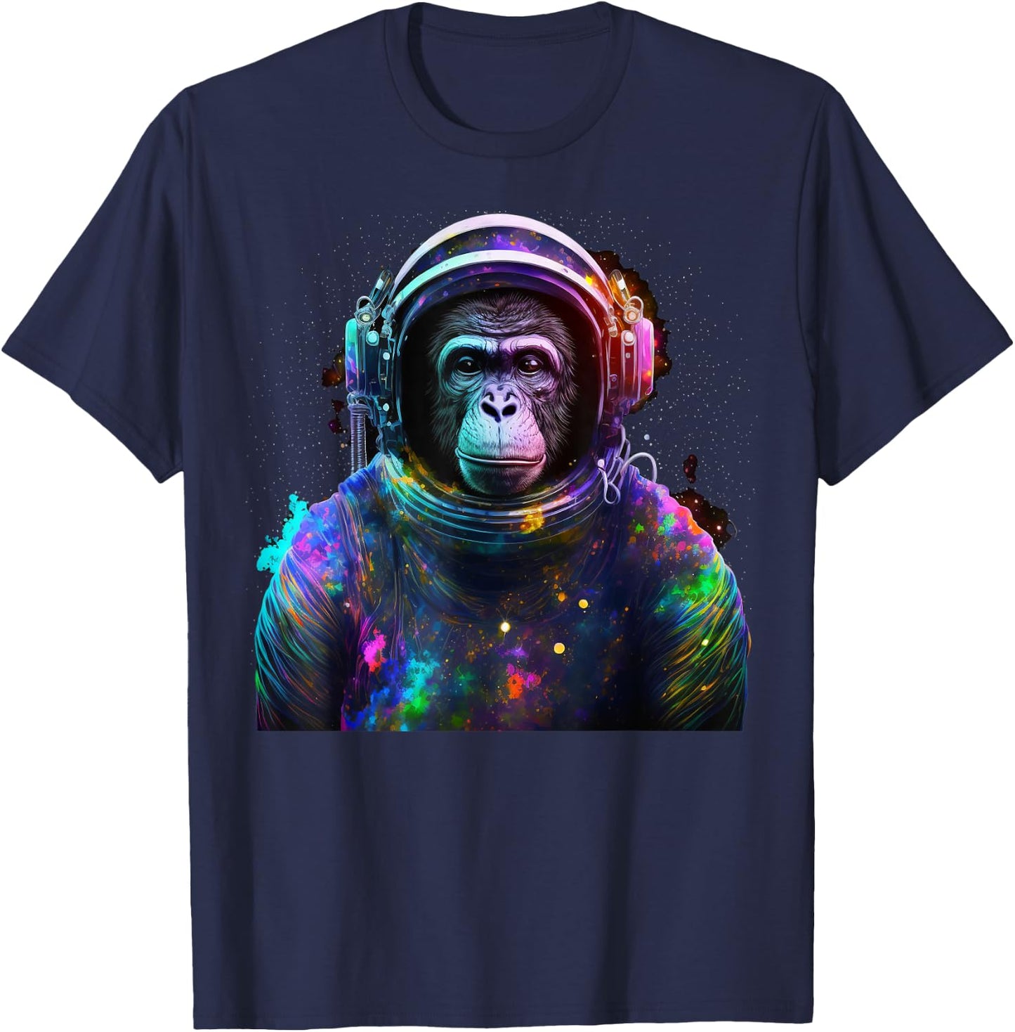 Monkey Astronaut With Space Suit Helmet and Headphones T-Shirt - T-Shirt | Navy