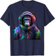 Monkey Astronaut With Space Suit Helmet and Headphones T-Shirt - T-Shirt | Navy