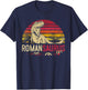 Roman Saurus Funny Personalized Dinosaur T Rex Name Boy Gift T-Shirt - T-Shirt | Navy