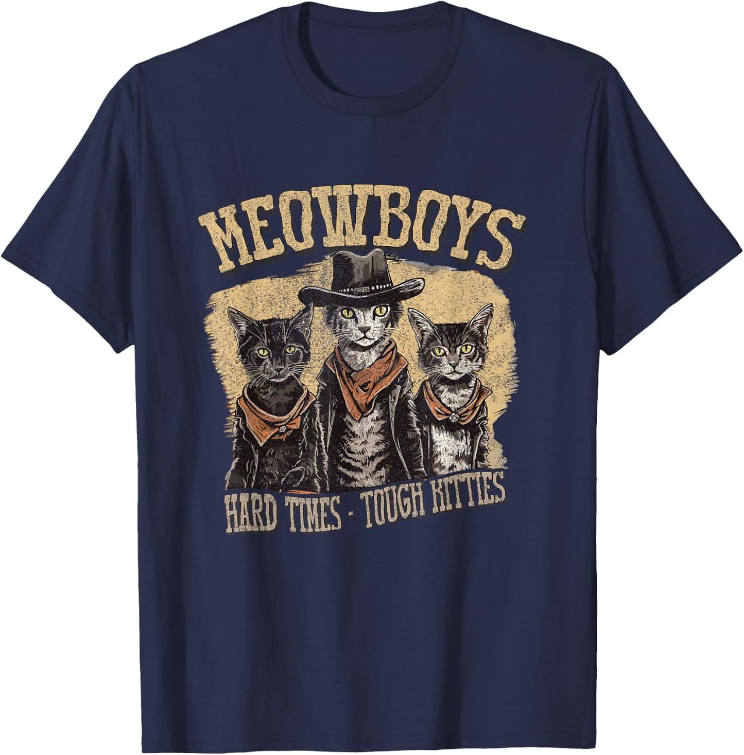 Meowboys Cowboy Cats with Hats T-Shirt - T-Shirt | Navy