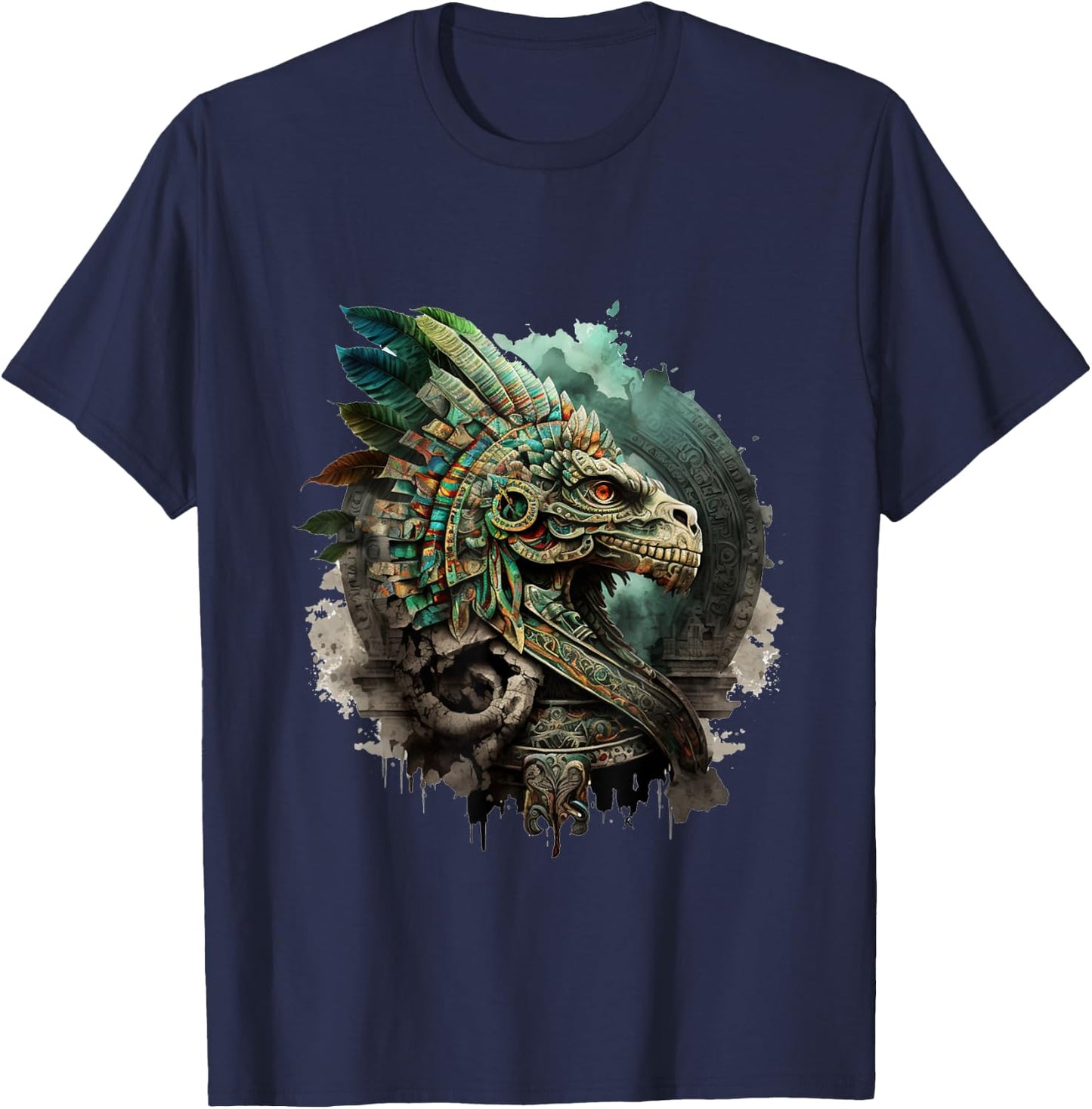 Mexican Mytholog Quetzalcoatl Aztec God Ouroboros Aztec T-Shirt - T-Shirt | Navy