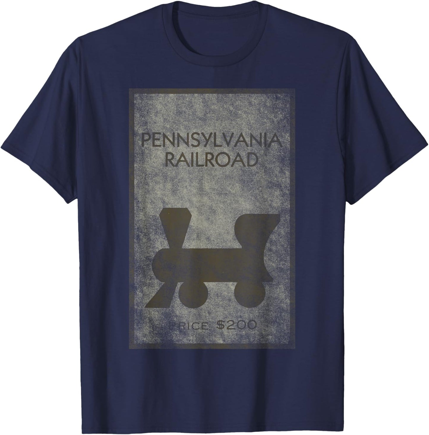 Monopoly Pennsylvania Railroad Property Distressed Poster T-Shirt - T-Shirt | Navy