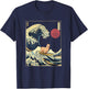 Alpaca Japanese Kanagawa Wave Funny Surf Animal T-Shirt - T-Shirt | Navy