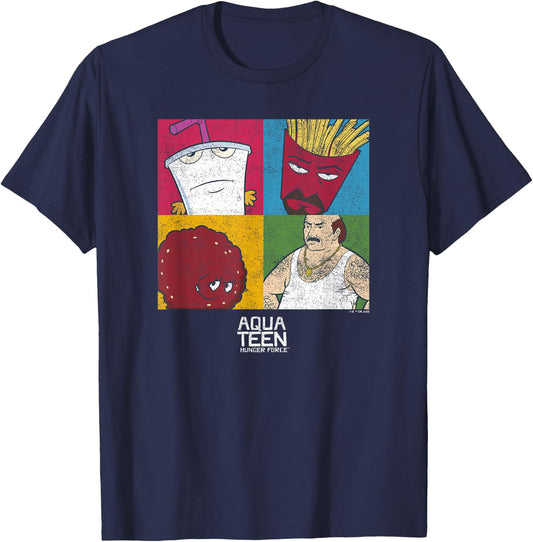Aqua Teen Hunger Force Character Panels T-Shirt - T-Shirt | Navy