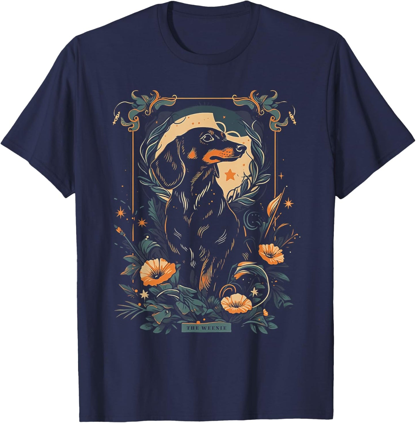The Weenie Tarot Card | Dachshund Mom Dad Weiner Dog T-Shirt - T-Shirt | Navy