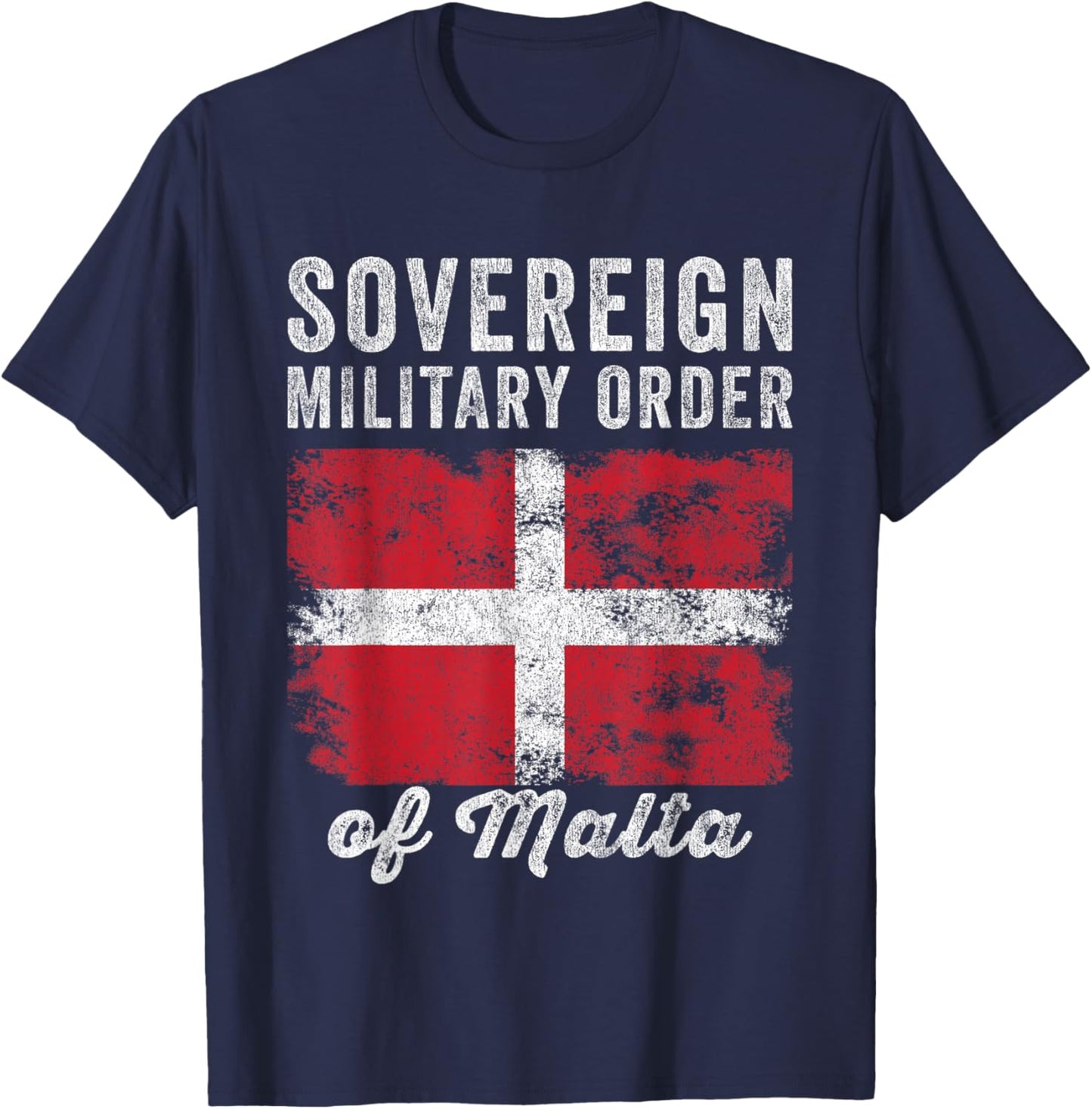 Order of Malta Flag Distressed - Knights of Malta Flag T-Shirt - T-Shirt | Navy