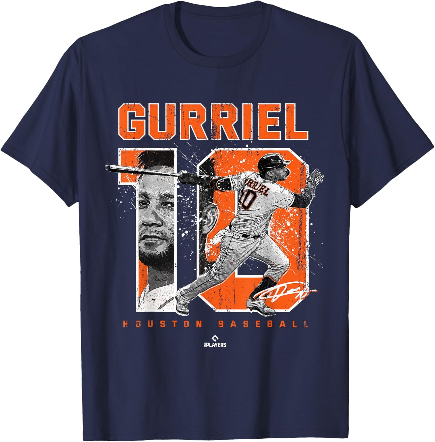 Number and Portrait Yuli Gurriel Houston MLBPA T-Shirt - T-Shirt | Navy