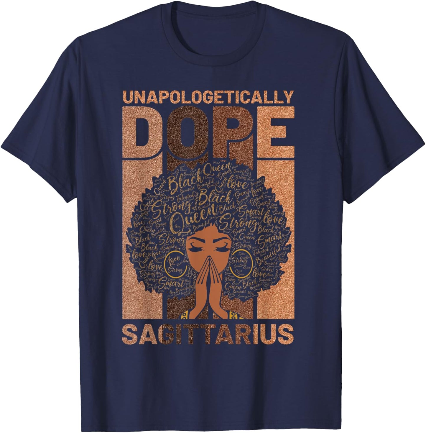 Unapologetically Dope Sagittarius Melanin Horoscope T-Shirt - T-Shirt | Navy