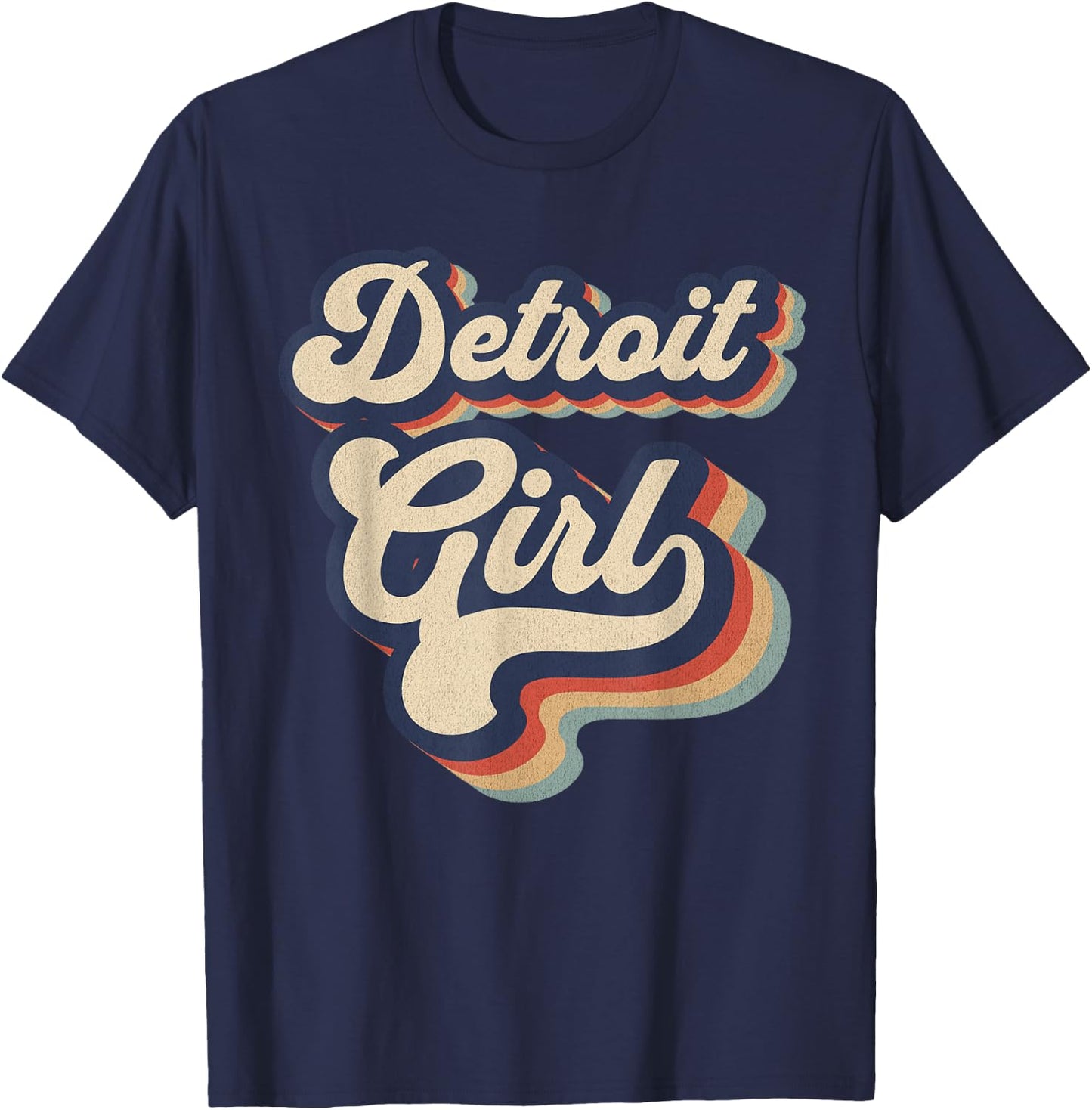 Vintage Design For Girls From Detroit Michigan T-Shirt - T-Shirt | Navy