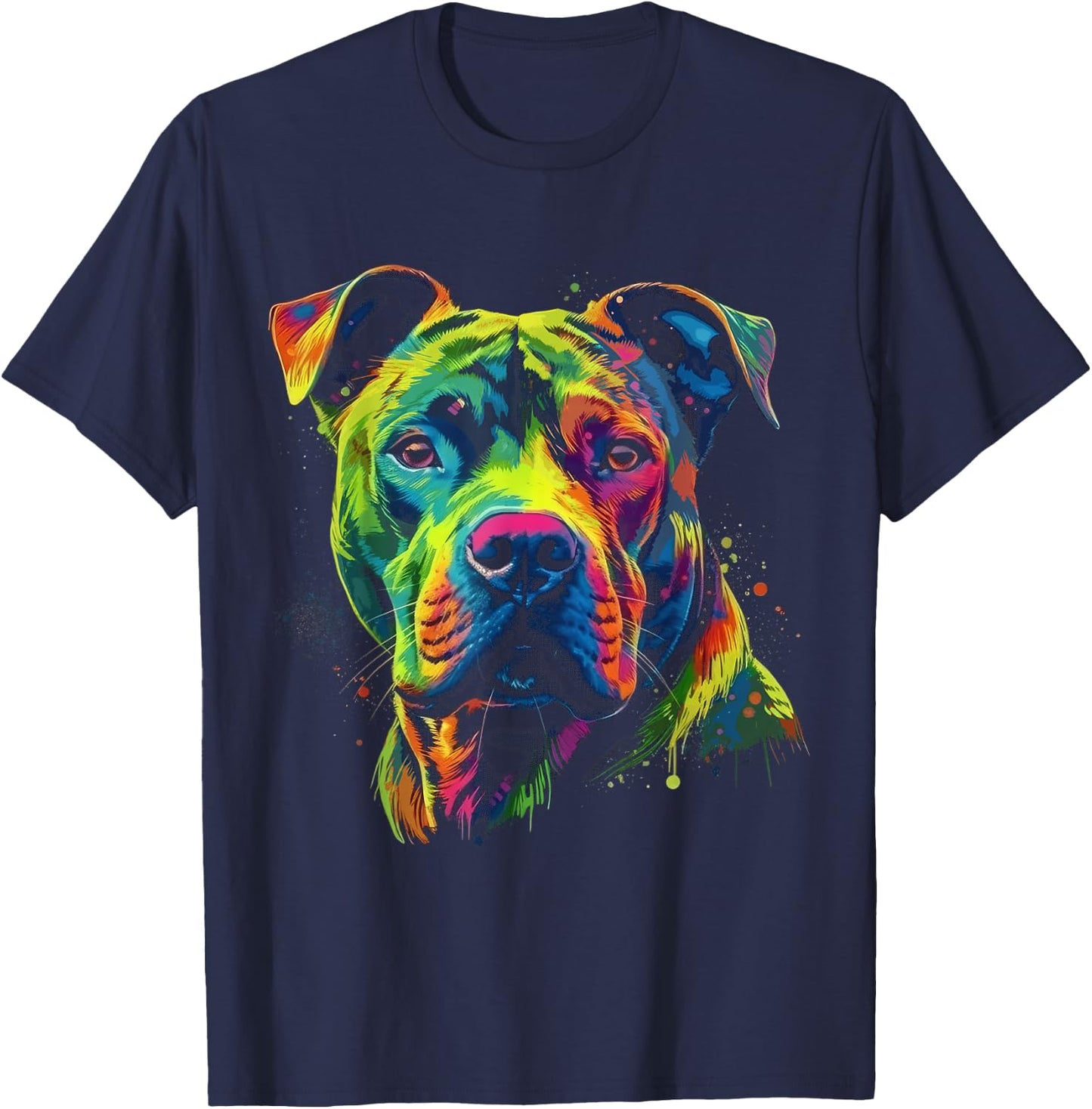 Pit Bull Mom Dog Lover Colorful Artistic Pitbull Owner Women T-Shirt - T-Shirt | Navy
