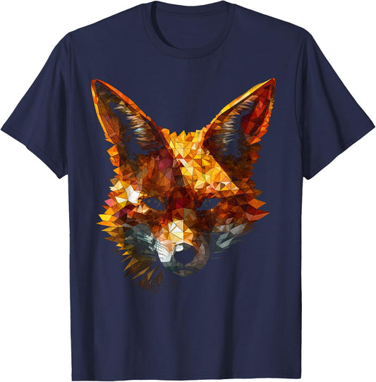 Fox Polygon - Art Animal Fox T-Shirt - T-Shirt | Navy