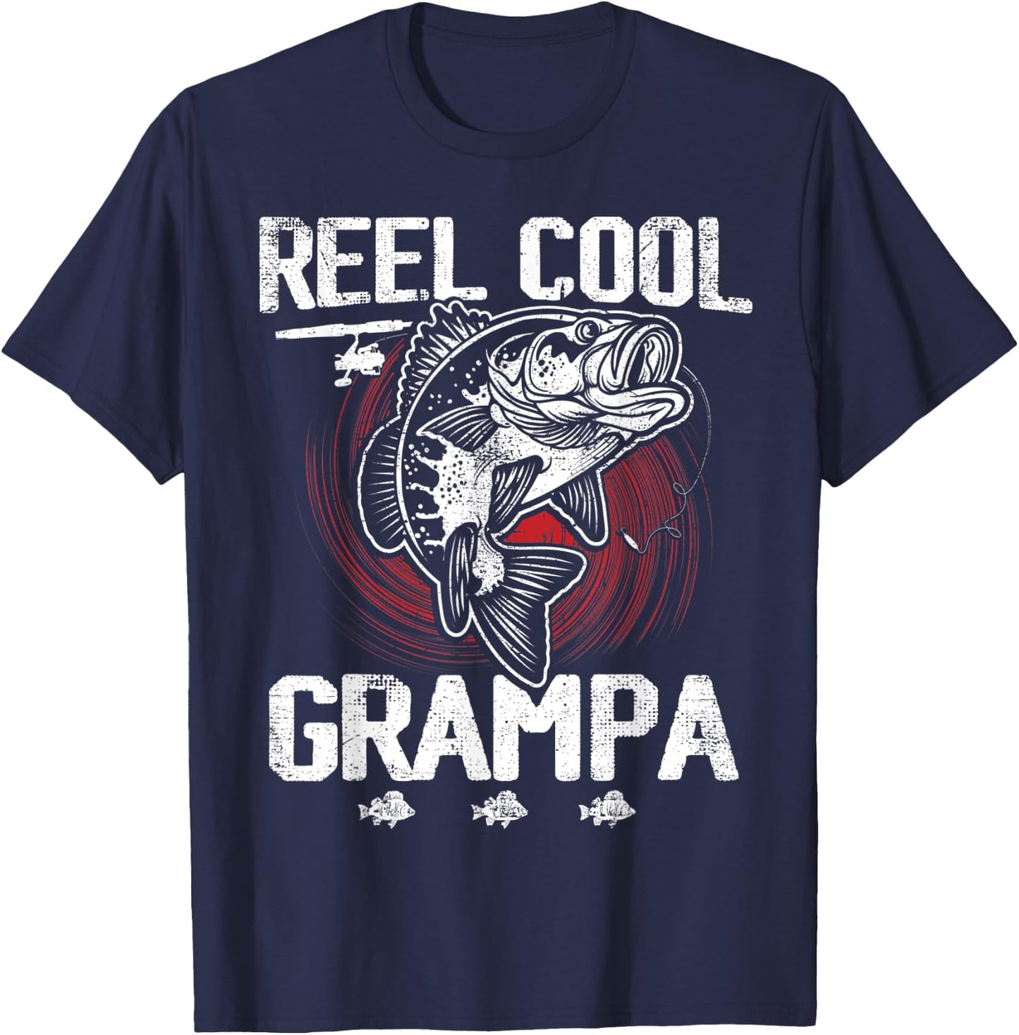 Funny Fathers Day Vintage Fishing Reel Cool Grampa T-Shirt - T-Shirt | Navy