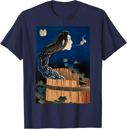 Hokusai Mansion of the Plates Okiku Japanese art Halloween T-Shirt - T-Shirt | Navy