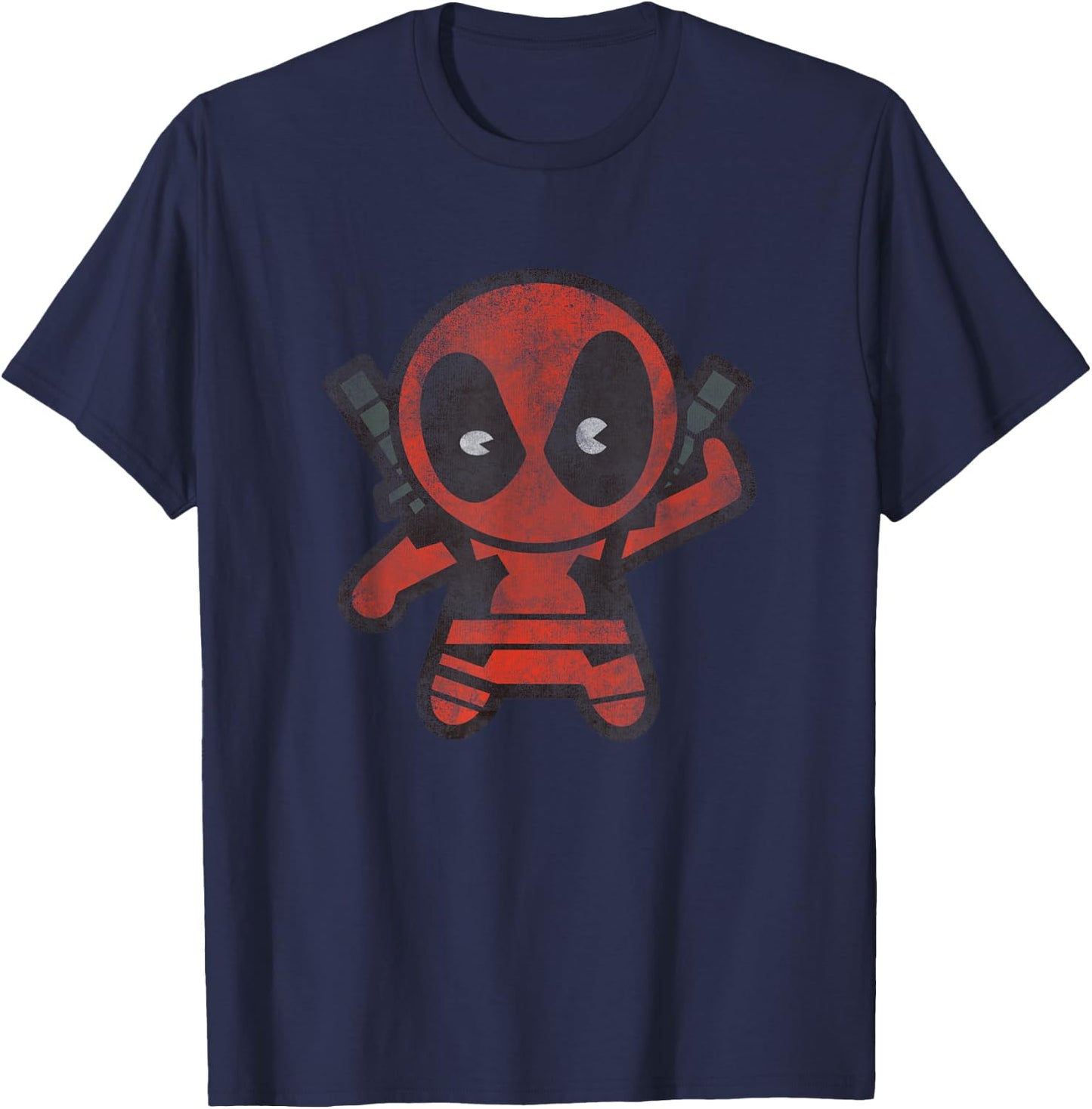 Marvel Kawaii Chibi Deadpool Sassy Portrait Distressed T-Shirt - T-Shirt | Navy