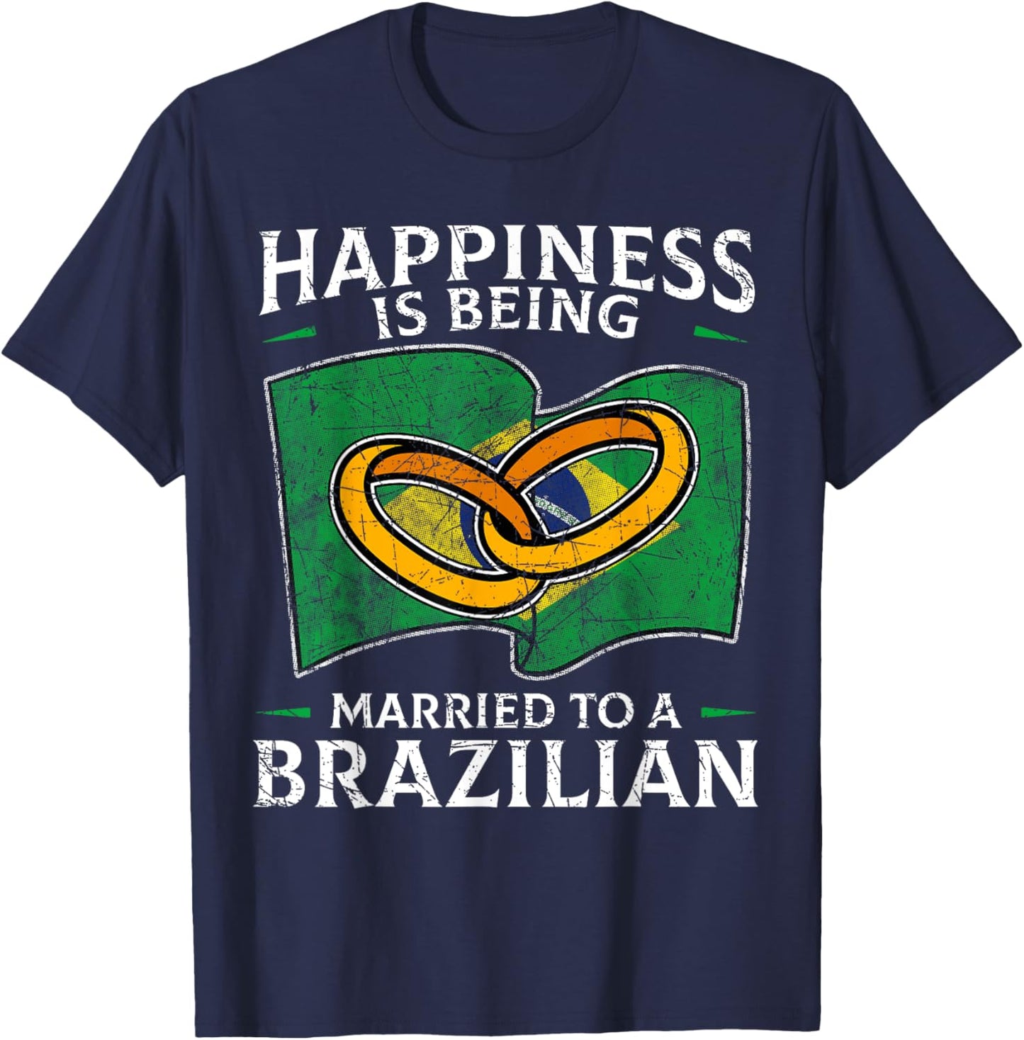 Brazilian Marriage Brazil Married Flag Wedded Culture T-Shirt - T-Shirt | Navy