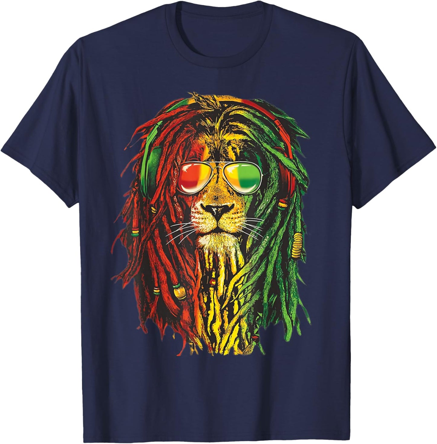 Rasta Lion Cool Dreadlock Rastafari for Rasta Lover T-Shirt - T-Shirt | Navy