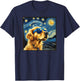 Van Gogh Starry Night Cute Dog Golden Retriever shirt T-Shirt - T-Shirt | Navy