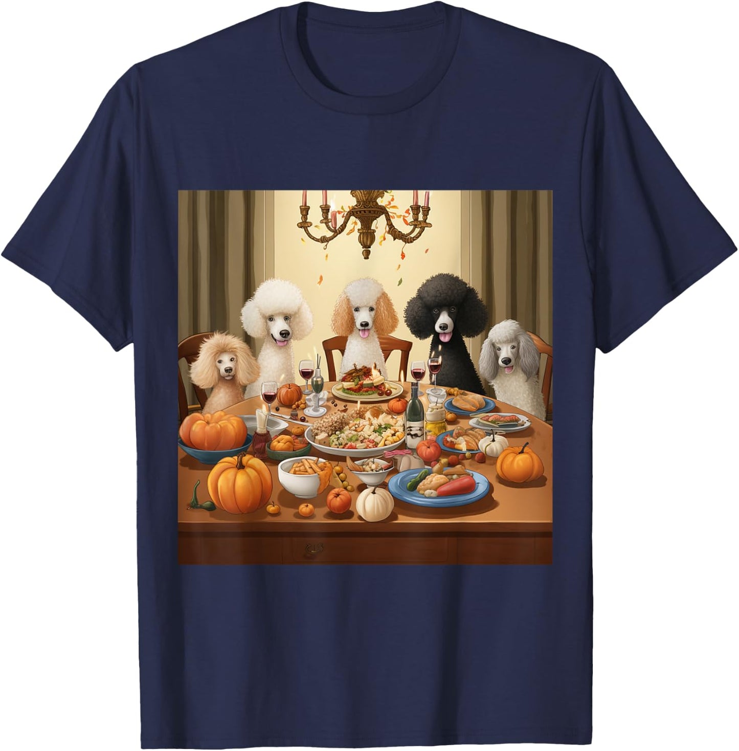 Thanksgiving Poodle - Poodle Thanksgiving T-Shirt - T-Shirt | Navy