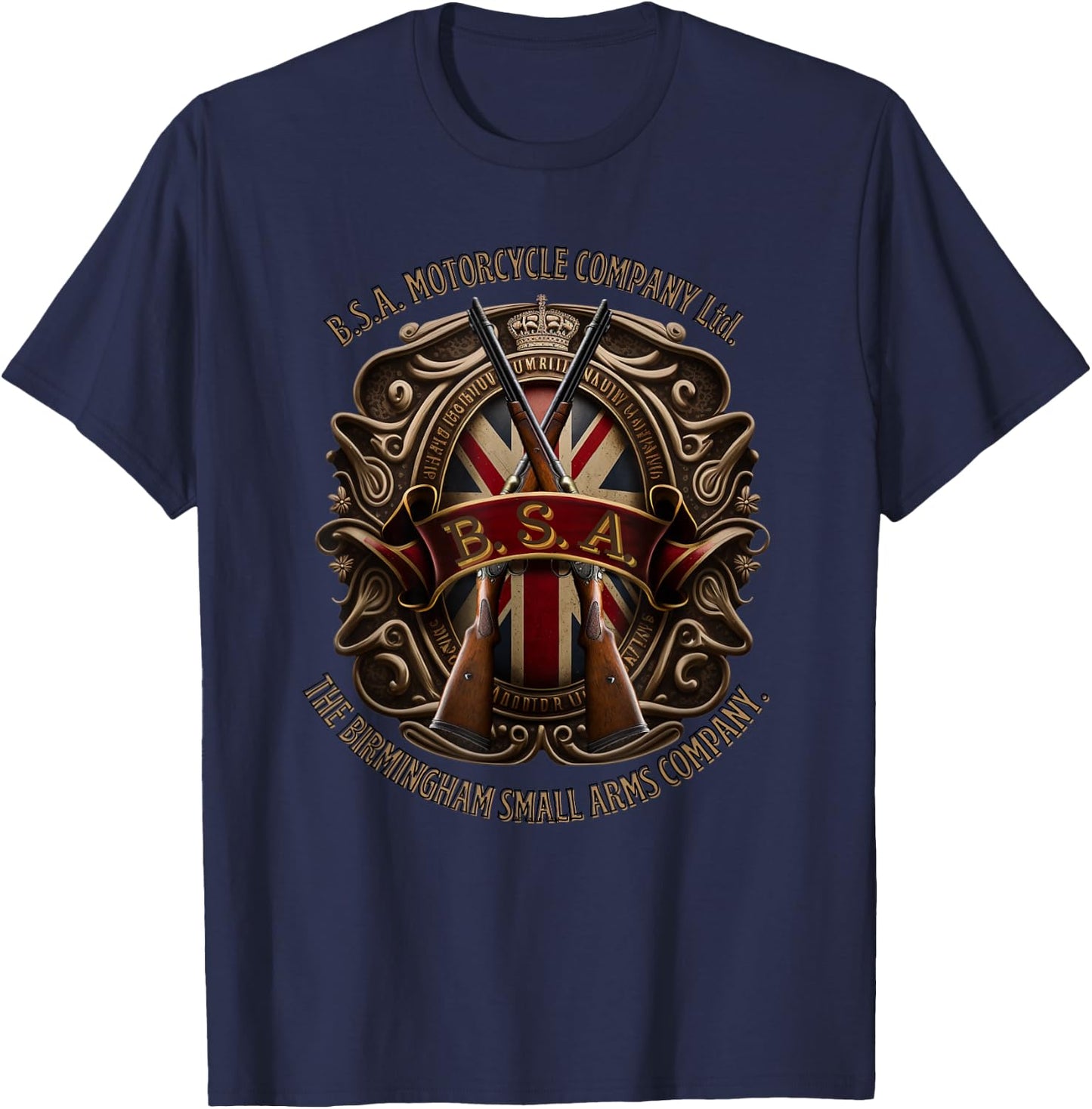BSA Vintage Style Motorcycle Badge T-Shirt - T-Shirt | Navy