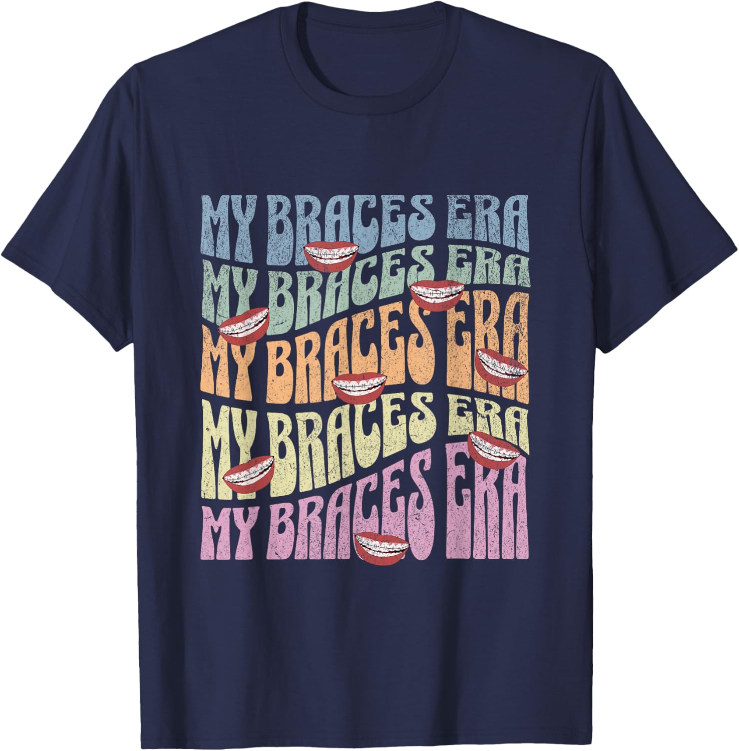 My Braces ERA Funny Retro Text Dental Braces for Teens Kids T-Shirt - T-Shirt | Navy