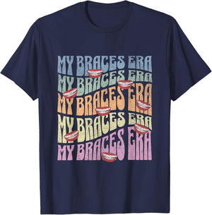 My Braces ERA Funny Retro Text Dental Braces for Teens Kids T-Shirt - T-Shirt | Navy