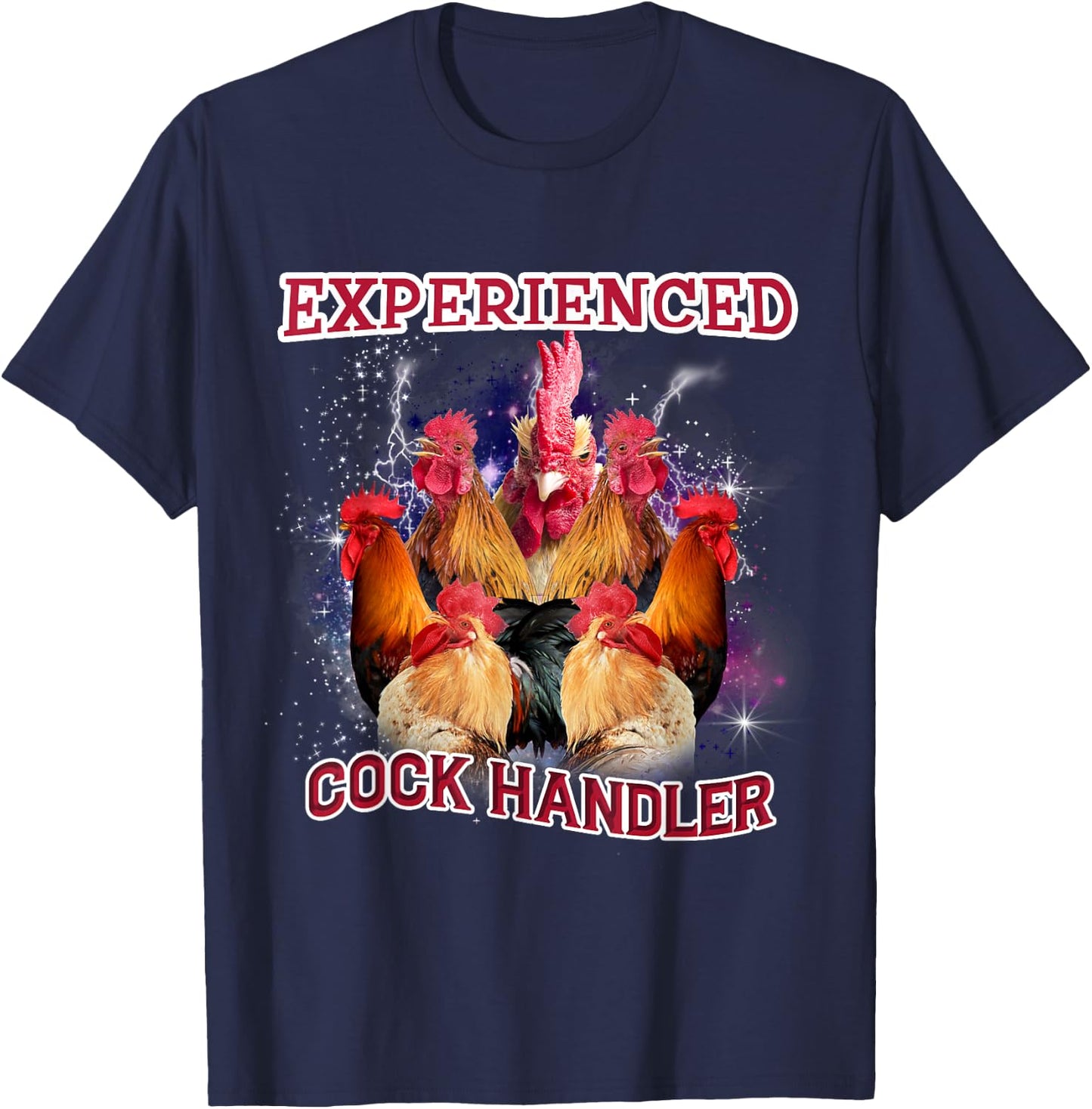 Experienced Cock Handler Funny Rooster Chicken Lover Farmer T-Shirt - T-Shirt | Navy