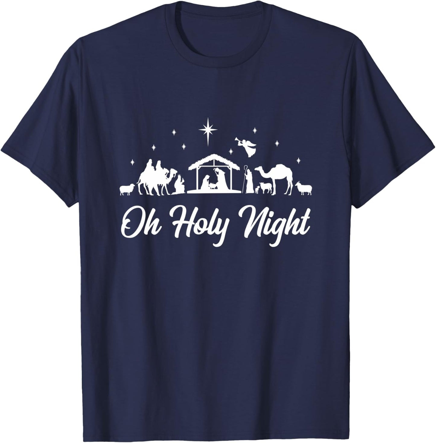 Oh Holy Night Nativity Scene Funny Christmas Christian T-Shirt - T-Shirt | Navy