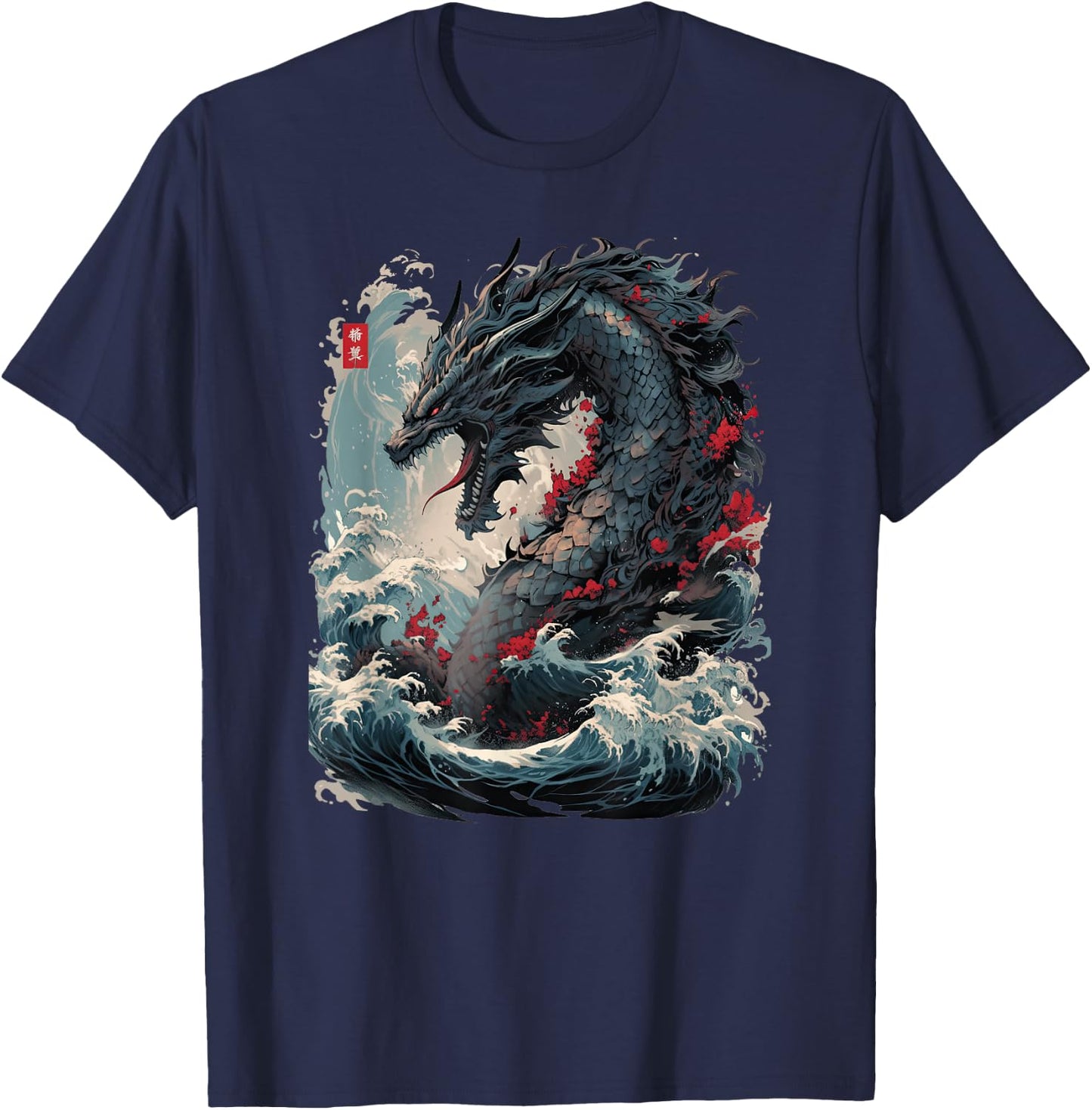 Japanese Aesthetic Dragon japanese art Japan Tattoo T-Shirt - T-Shirt | Navy