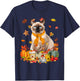 Cup Of Coffe & Siamese Cat Pumpkins Fall Vibes Thanksgiving T-Shirt - T-Shirt | Navy