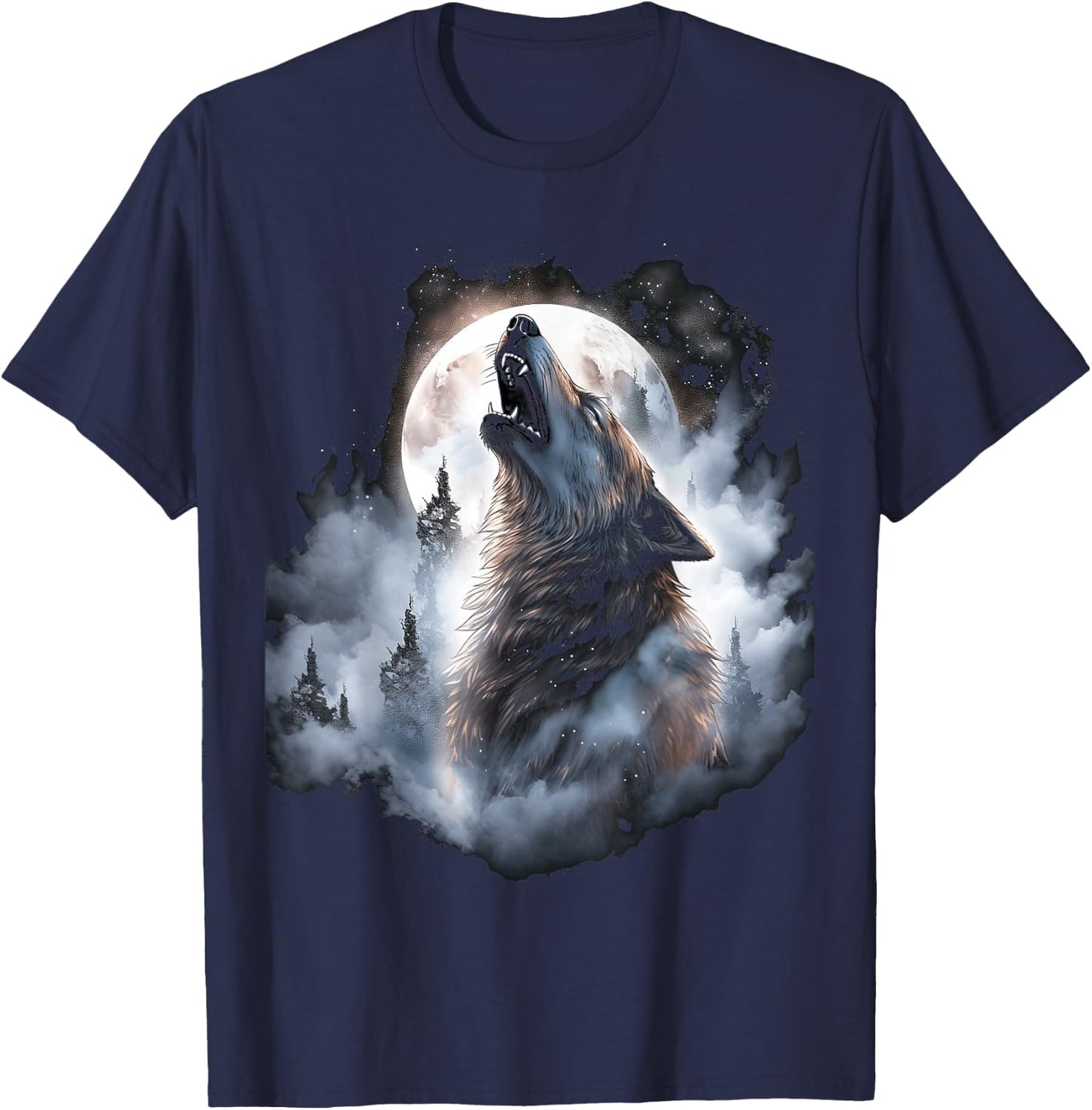 Wolves Howl to the Moon Wolf Wild Animals T-Shirt - T-Shirt | Navy