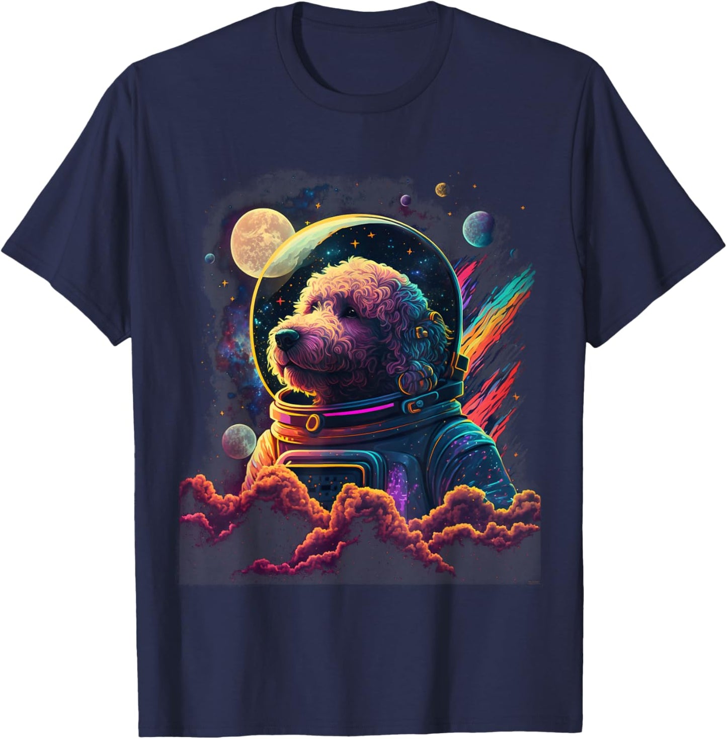Astronaut Goldendoodle dog Space Galaxy T-Shirt - T-Shirt | Navy