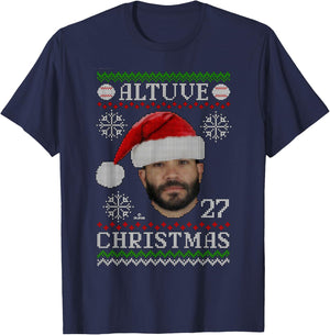 Jose Altuve Houston Baseball Christmas Sweater MLBPA T-Shirt - T-Shirt | Navy