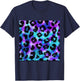Purple Turquoise Black Leopard Tie Dye Print Cheetah Pattern T-Shirt - T-Shirt | Navy