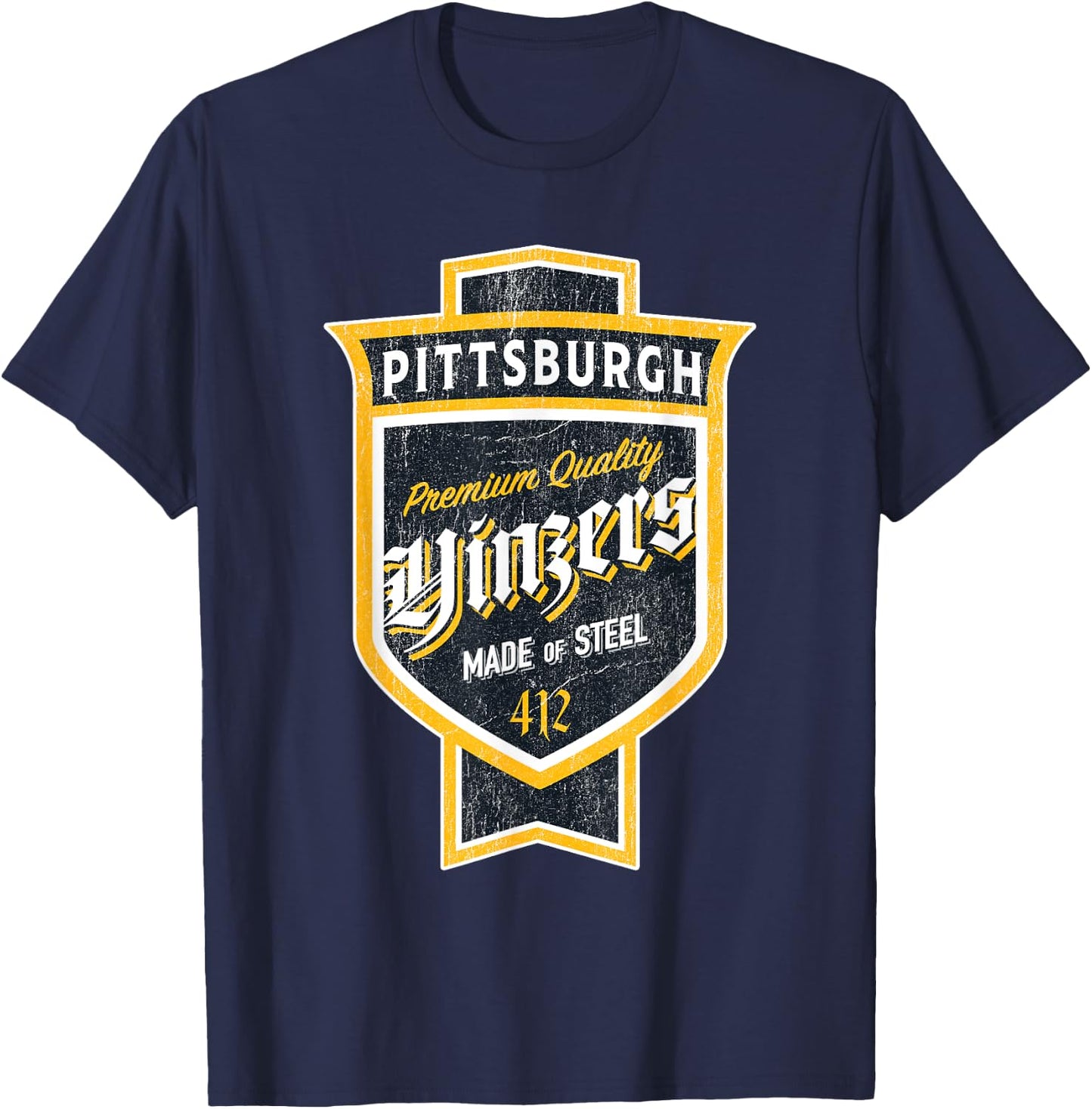 Bleacher Seat Heroes - Hometown & Apparel Vintage Pittsburgh Yinzer Beer Label - Yinzer Pride T-Shirt - T-Shirt | Navy