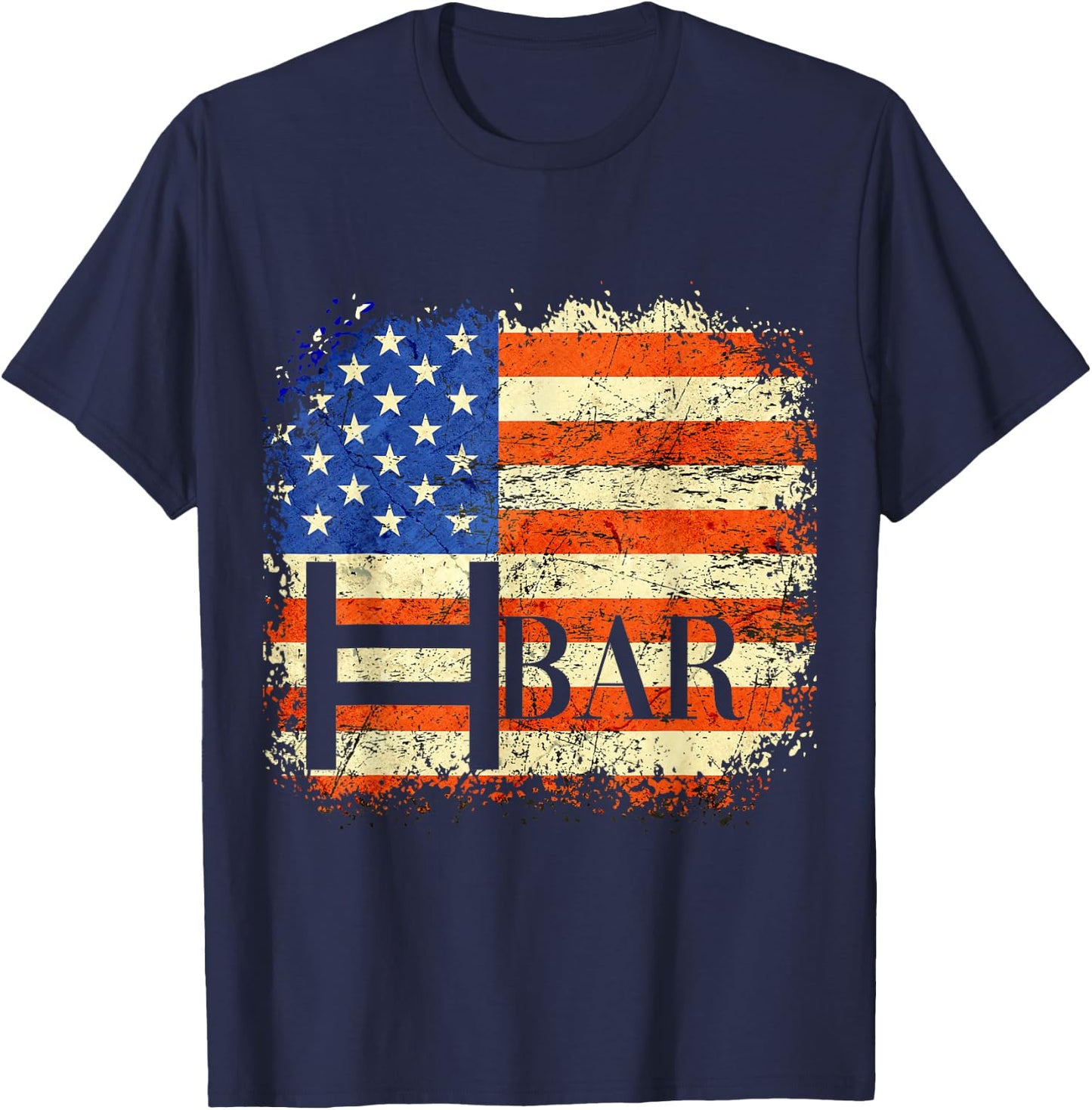 HBAR Crypto USA Flag BULLRUN 2024 HODL Hedera Hashgraph Men T-Shirt - T-Shirt | Navy