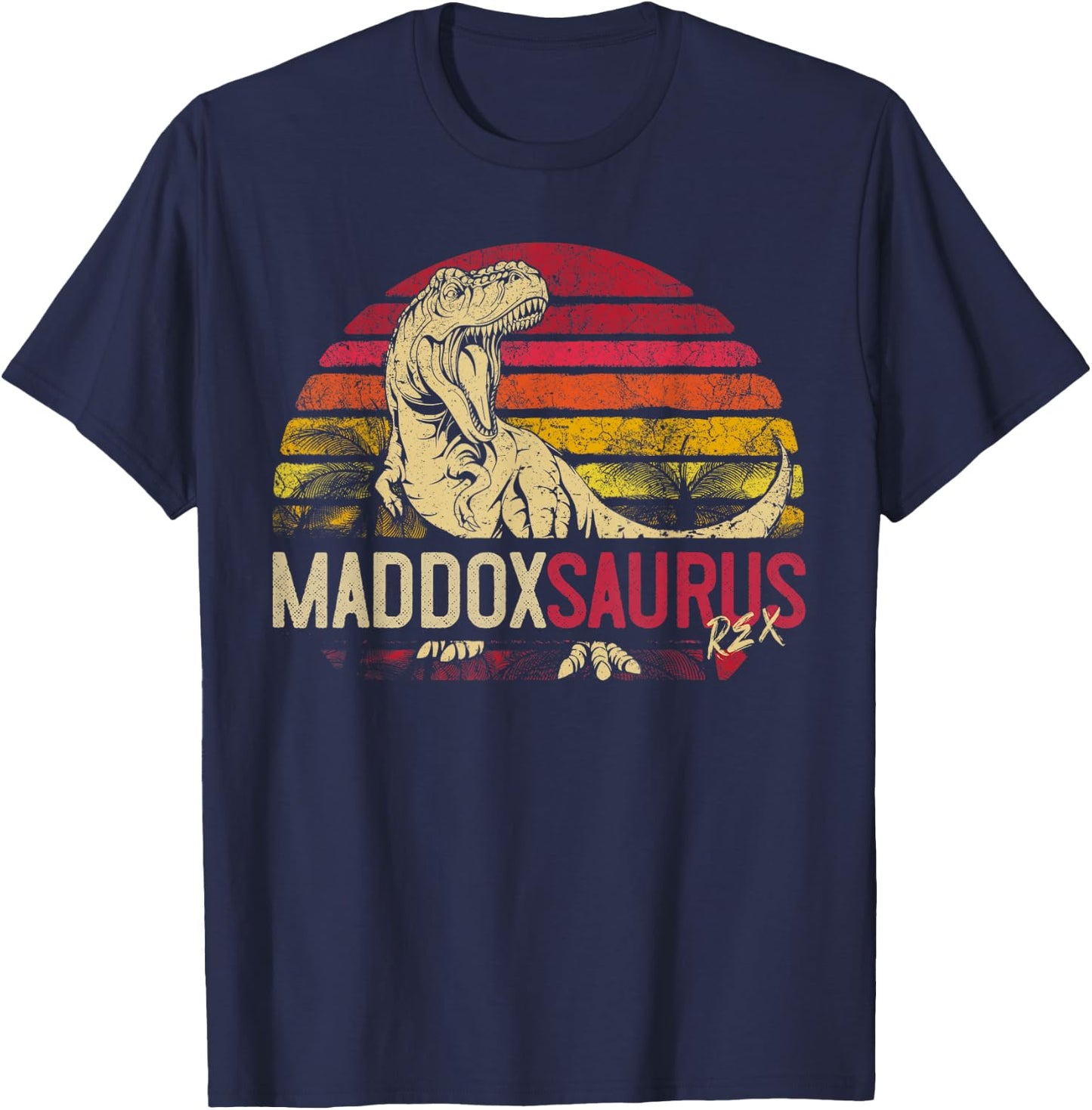Maddox Saurus Funny Personalized Dinosaur T Rex Name Gift T-Shirt - T-Shirt | Navy