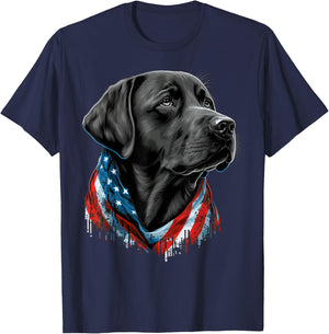 USA 4th of July Black Patriotic American Labrador Retriever T-Shirt - T-Shirt | Navy