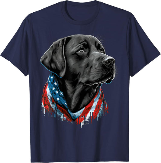 USA 4th of July Black Patriotic American Labrador Retriever T-Shirt - T-Shirt | Navy