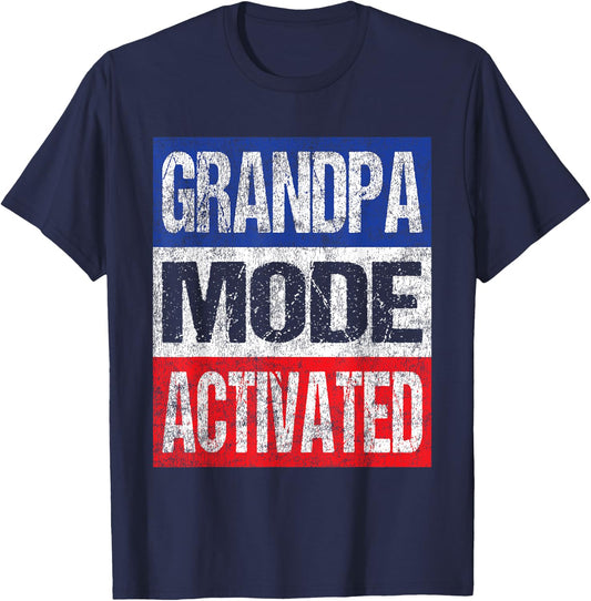 Grandpa Mode Activated - Patriotic 1st Time Grandpa T-Shirt - T-Shirt | Navy
